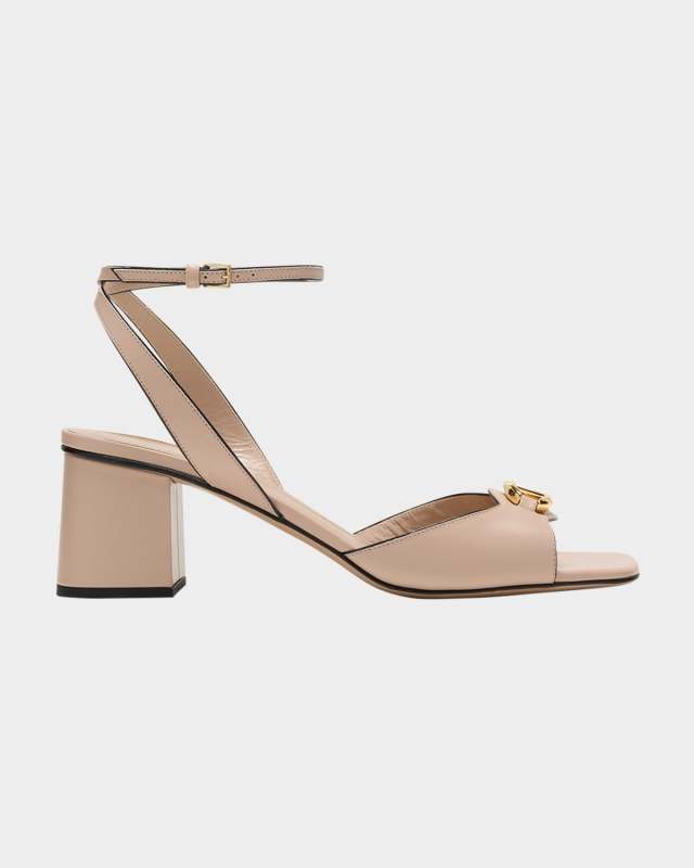 VLogo Medallion Bicolor Ankle-Strap Sandals